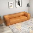 thumbnail image 6 of Aurora 94" Mid Century Modern Tight Back Genuine Leather Sofa Couch for Living Room Bedroom Apartment Dorm Office, Tan, 6 of 6