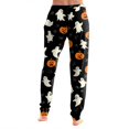 thumbnail image 5 of Womens Halloween Pants Pumpkin Graphic Jogger Trousers Stretch Waist Cuffed Ankle Casual Indoor Outdoor Bottoms Coffee XL, 5 of 5