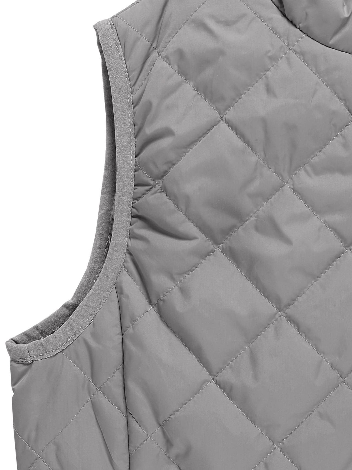 DARING DIVA Women's Zip Stand Collar Quilted Padded Vest L Gray