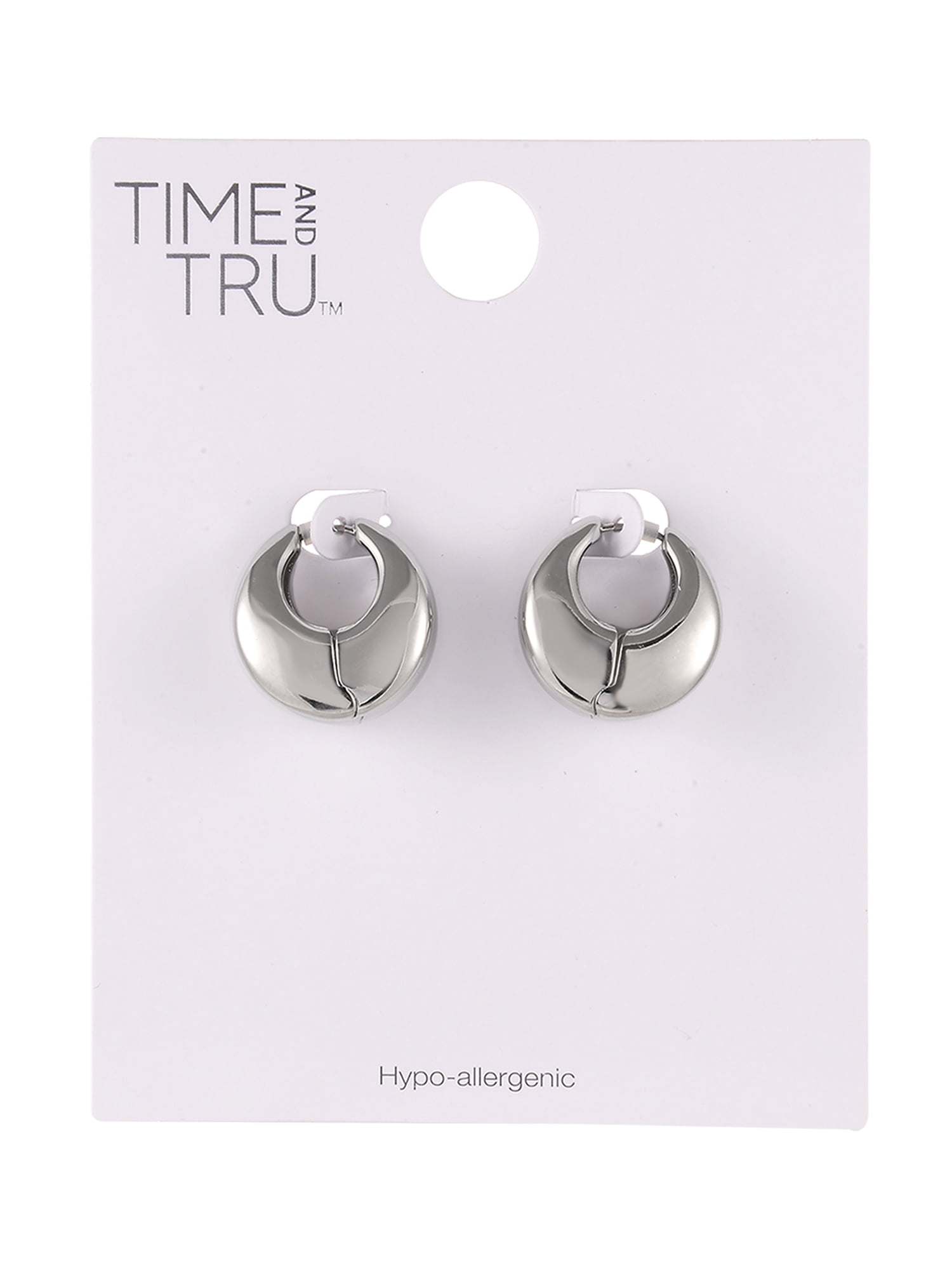 Time and Tru Silvertone Hinged Huggie Earring