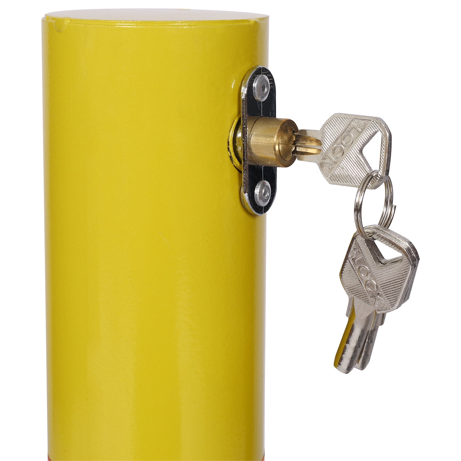 , Parking bollard,pole barrier with lock ,car parking protection posts,home garage street decor ,parking barrier Round yellow, Yellow ,Steel ,
