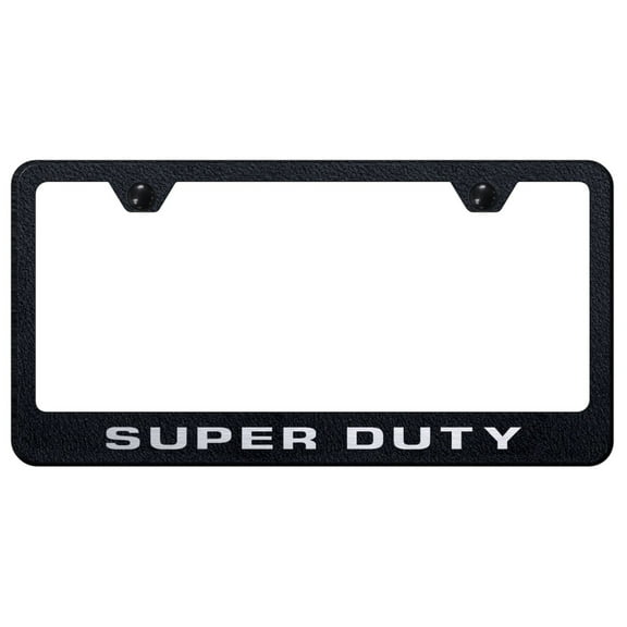 Ford Super Duty Laser Etched Logo Stainless Steel License Plate Frame (Rugged Black)