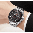 thumbnail image 4 of Reloj De Hombre De Cuarzo De Negocios Impermeable Sport Negro con Plateado Malubero  Reloj para Hombre, 4 of 4