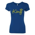 thumbnail image 2 of Wild Bobby, King Gold Script, Pop Culture, Women Slim Fit Junior Tee, Royal, Large, 2 of 4