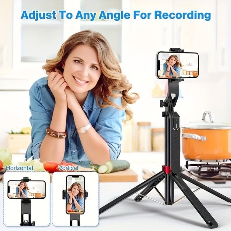 Portable Tripod with Selfie Stick, Height & Angle Adjustment, Good Compatibility, Sturdy & Durable