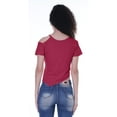 thumbnail image 3 of Moomaya Womens Sequin Patch Top Sassy Asymmetrical One Shoulder Tshirt Casual Crop Top, 3 of 8