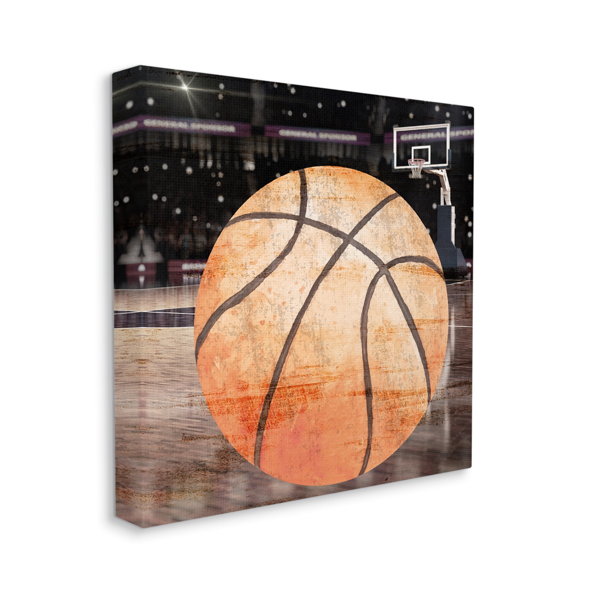 Stupell Industries Abstract Basketball Court Abstract Painting Gallery Wrapped Canvas Art Print Wall Art, 24 x 24