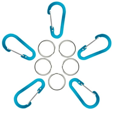 7 Pack Multicolor Aluminum Carabiner Clips With Keyrings & Steel Cables - 3 Inch D-Ring Utility Clips 4 thumbnail image