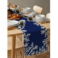 thumbnail image 6 of Table Runner Dresser Scarves 72 Inch Long, Seamless Ocean Sea Coral Texture Linen Dining Table Runners White Marine Life on Blue Tabletop Scarf for Wedding Holiday Party Kitchen, 6 of 7