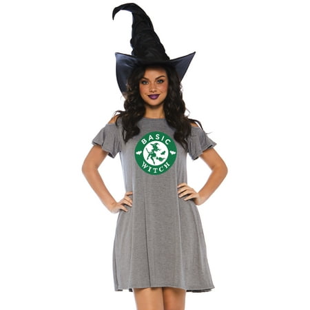 Women's Basic Witch Halloween Dress, Grey, Medium