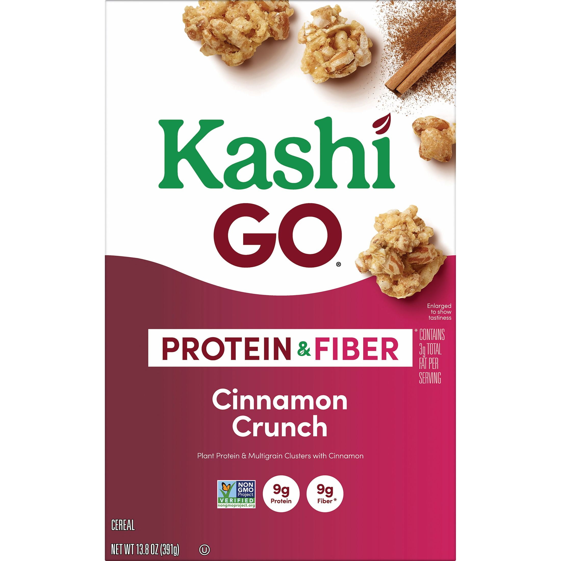 Kashi GO Breakfast Cereal, Vegan Protein, Fiber Cereal, Cinnamon Crunch, 13.8oz Box (1 Box)