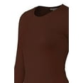 thumbnail image 4 of Bozzolo Women's RT1200 Basic Round Neck Long Sleeve T Shirt Top Brown L, 4 of 4
