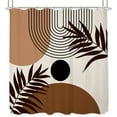 thumbnail image 6 of Mid Century Abstract Shower Curtain for Bathroom Decor 72Wx72H Inches Geometric Leaves Neutral Beige Modern Minimalist Aesthetic Brown Plant Fabric Waterproof Polyester 12 Pack Hooks, 6 of 6