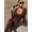 Coffee, variant on Women's Long Sleeve V Neck Jumpsuit, Stretch One Piece Workout Bodysuit for Fitness, Yoga and Activewear