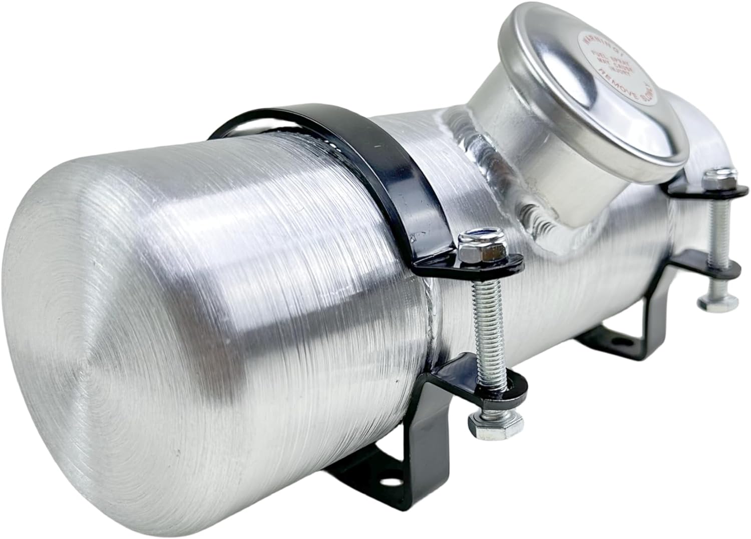 JSD 0.58 Gallon Overall 4 x 12" Aluminum Round Small Spun Gas Tank Cell + Bracket Center Fill 1/4" NPT