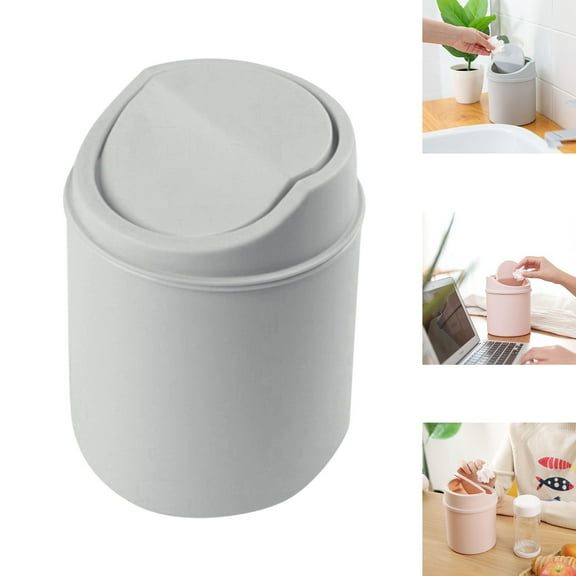 Mini Can with Lid, Desktop Garbage Cans with Swing Lid Tiny Countertop Garbage Bin Small Table Top Waste Basket for Home Office