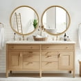 thumbnail image 4 of WallBeyond 24 inch Wood Round Mirror, Modern Circle Wall Mirror for Bathroom Vanity, Natural Wood, 4 of 6