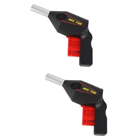 WORGEOUS 2pcs Portable Handheld Hand Press Manual BBQ Fan Air Blower for Outdoor Camping Picnic Barbecue Cooking Tool Grill Accessories (Black)