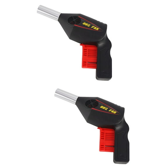 WORGEOUS 2pcs Portable Handheld Hand Press Manual BBQ Fan Air Blower for Outdoor Camping Picnic Barbecue Cooking Tool Grill Accessories (Black)
