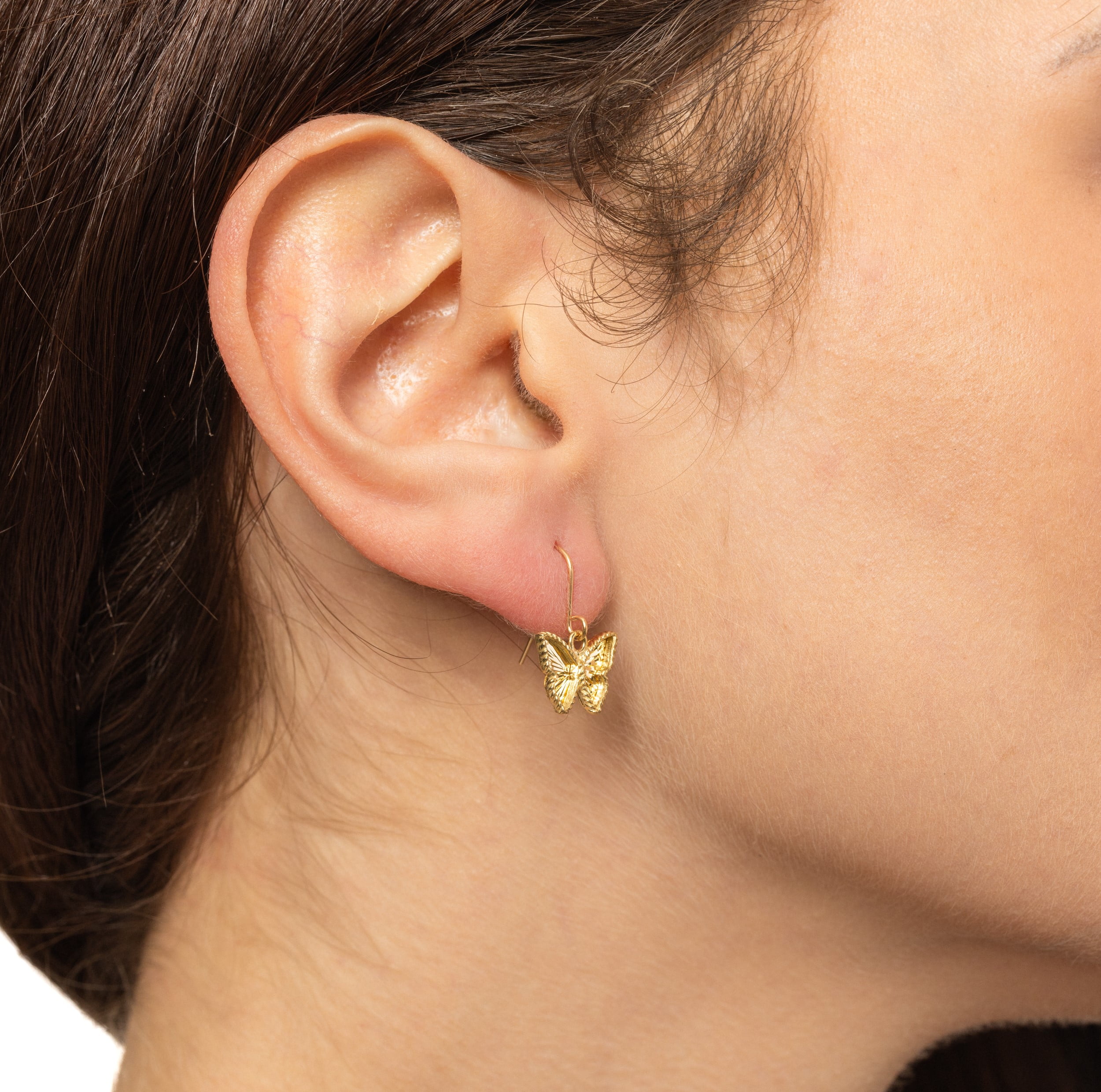 Brilliance Fine Jewelry Adult Female 10KT Yellow Gold Butterfly Fish Hook Earrings