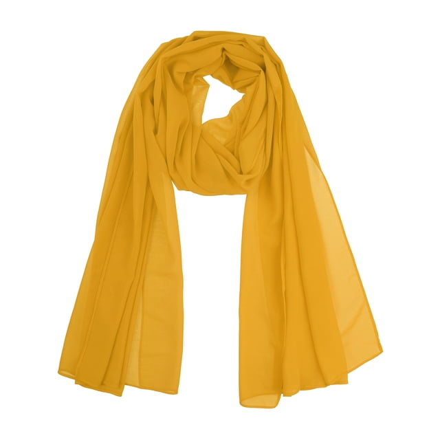 INSPIRAR CHIC Bufanda de Chiffon Sólido para Mujeres Ligera Suave Sheer Larga Envoltura para la Cabeza Chal Bufandas Amarillo Naranja 68.9x27.6 pulgadas