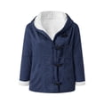 thumbnail image 4 of Womens Sherpa Fleece Lined Jacket Plus Size Winter Warm Coat Parka Faux Suede Pea Coat Outerwear with Pockets, 4 of 5