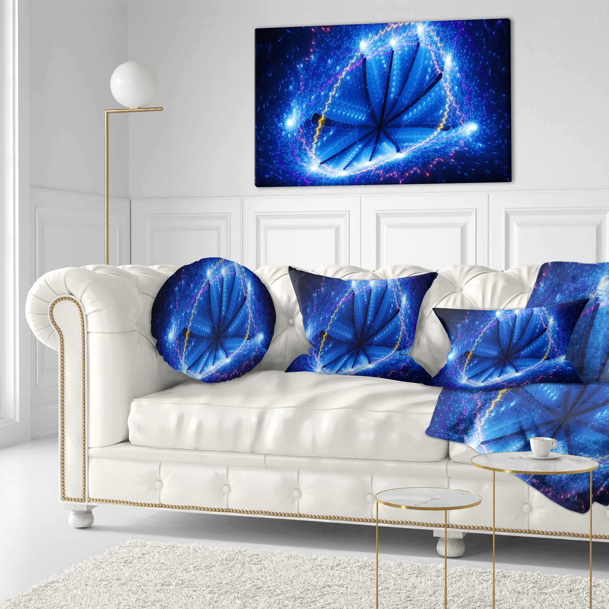 Designart Blue Star Clusters - Abstract Throw Pillow - 12x20