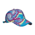 thumbnail image 5 of XIAOCHA Womens Tie Dye Print Baseball Cap Adjustable Hat Band Sun Protection Ball Hat,Purple, 5 of 8