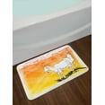thumbnail image 2 of Goat Bath Mat, Horned Animal Ranch Theme 2 Mammals Standing on Vibrant Grungy Background, Plush Bathroom Decor Mat with Non Slip Backing, 29.5" X 17.5", Orange Yellow White, by Ambesonne, 2 of 2