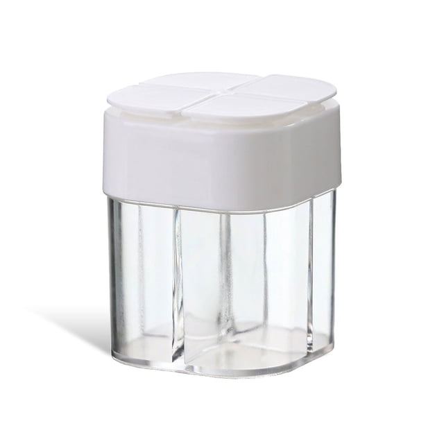 Wosthever Dispensador de salero 4 en 1, tarro de condimentos transparente de 4 compartimentos con tapa, condimentos, hogar, cocina, Camping Mostrada Blanco
