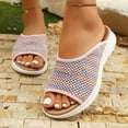 thumbnail image 2 of LOVZFMLL Wedge Sandals for Women Fashion Casual Slip On Comfort Walking Slippers for Summer Outdoor Beach Vacation Slides Sandals Pink 8, 2 of 7