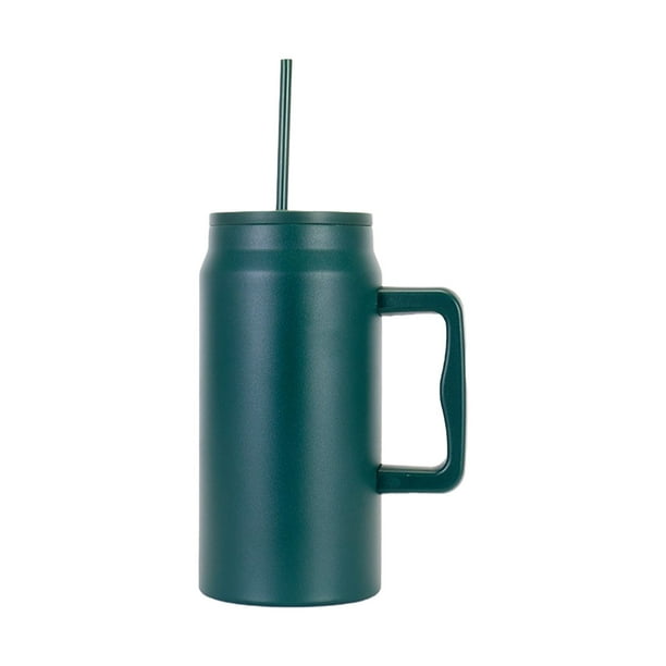 Pisexur Batería de cocina Taza de viaje de acero inoxidable de gran capacidad con aislamiento de pajita, tapa a prueba de fugas y asa, capacidad de 1500 ml. para la cocina del hogar