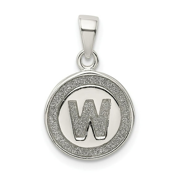 FB Jewels Sterling Silver Glitter Enamel Letter W Circle Pendant