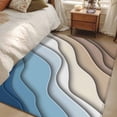 thumbnail image 5 of 2.7x5 Washable Area Rug, Abstract Geometric Non-Slip Rectangle Rug for Bedroom Bedside, Blue Brown Gradient Waves Beach Indoor Floor Mat for Home Decor, 5 of 9
