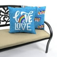 thumbnail image 3 of Jordan Manufacturing 16" x 16" Love is Love and Rainbows Light Blue Novelty Reversible Square Outdoor Throw Pillow with Welt, 3 of 11