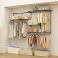 thumbnail image 2 of Costway 4-8 FT  Wall-Mounted Closet Organizers and Storage System with  Hanging Rod Gray, 2 of 10