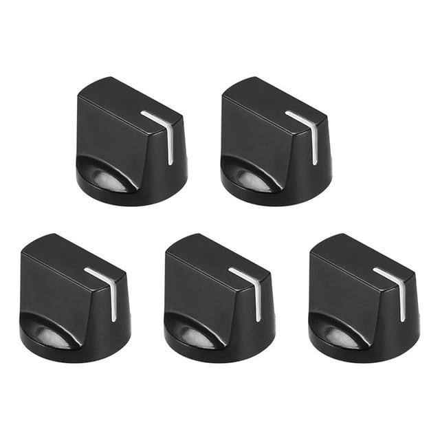 Perillas de control de efecto de guitarra de 5 piezas con agujero de eje de 6.4 mm, perillas de control con tornillo de fijación, negras