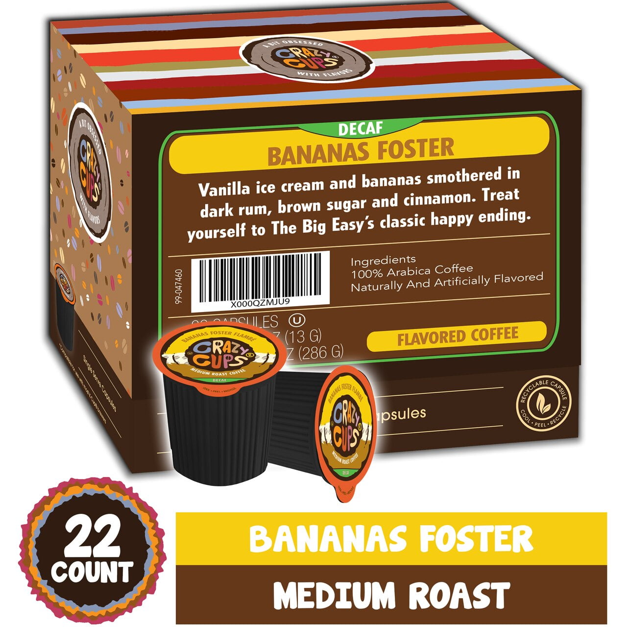Decaf Banana Foster Flambe Flavored Coffee by Crazy Cups