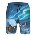 thumbnail image 4 of Kdxio Mountain Cottage In Snow Pattern Mens Casual Shorts - Drawstring Summer Beach Sports Shorts for Men, 4 of 9