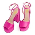 thumbnail image 3 of FSJ Women Platform Heels Ankle Strap Chunky Heeled Sandals Open Peep Toe Sexy Pumps for Wedding Party Size 11 Pink, 3 of 6