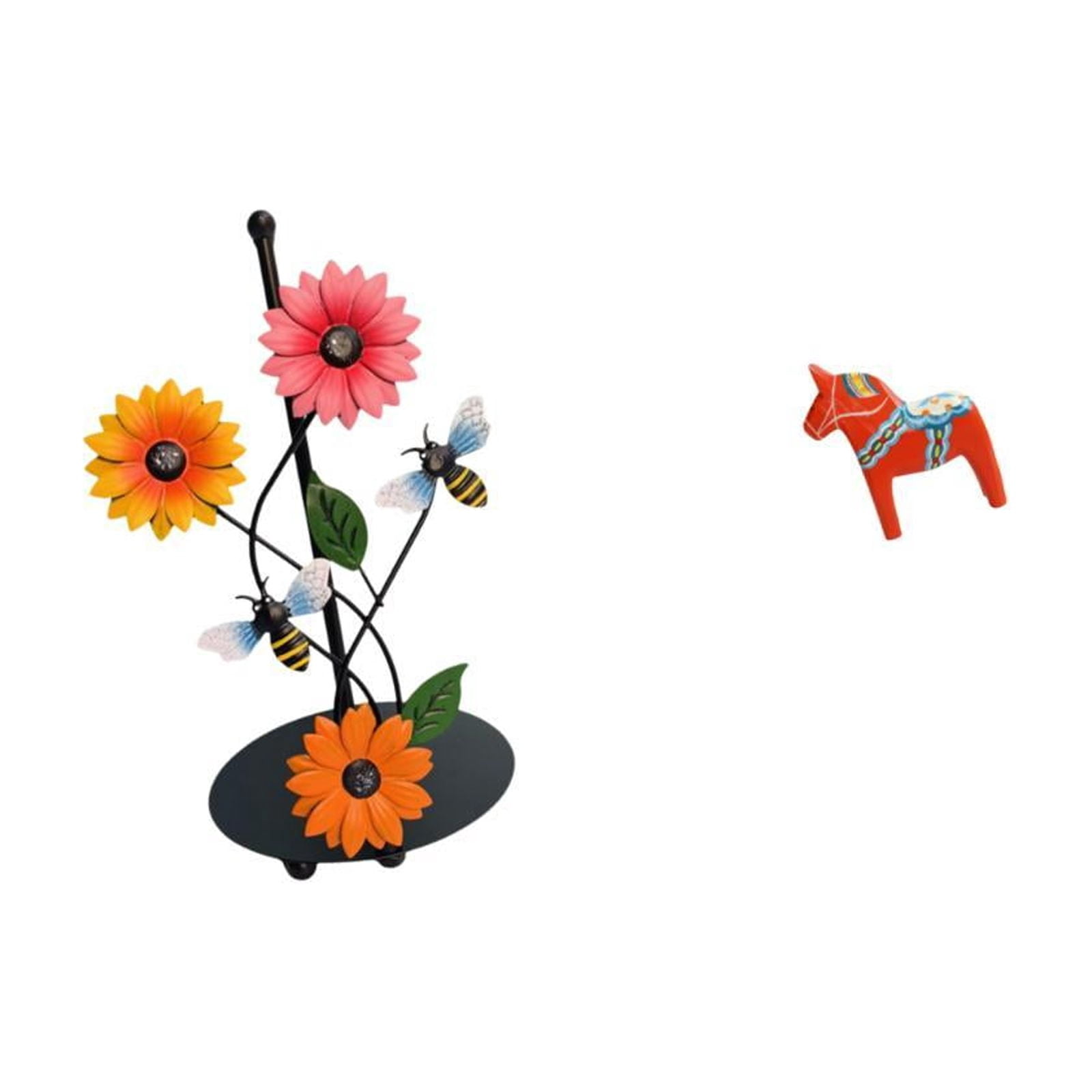 Fiocias Dala Horse Paper Towel Holder Dispenser Non Slip Vertical Tissue Holder Rack Dalecarlian Horse Figurine Animal Sculpture for Bookshelf Entrance Cabine