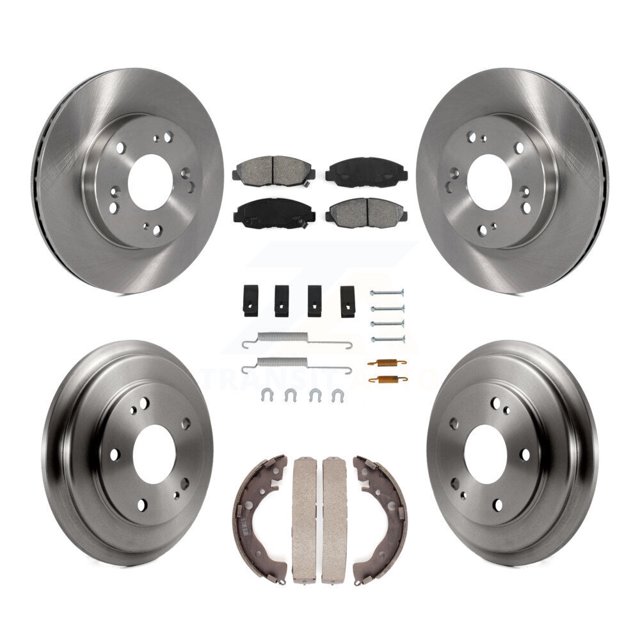 Transit Auto Front Rear Disc Brake Rotors Semi-Metallic Pads and Drum Kit (7Pc) for Car Honda Civic K8S-102143