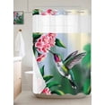 thumbnail image 6 of No Hook Shower Curtain with Snap in Liner, Hummingbird Flower Watercolor Waterproof Bath Curtain Double Layers with See Through Top Window, Green Leaves Watercolor Gradient Shower Curtains 60x72in, 6 of 9
