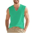 thumbnail image 2 of Yusimy Men's Solid Color Breathable V-Neck Vest Sleeveless Casual Wear for Holiday Training and Base Layer, 2 of 9