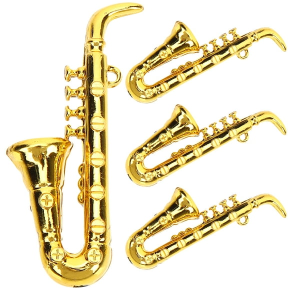 KAKOWELY 4 saxofones en miniatura, modelo de saxofón, instrumentos musicales en miniatura, casa de muñecas, mini saxofón.