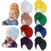 Baby Large Flower Knot Donut Bow Beanie Turban Hat Cap Muslim Bonnet Headwrap