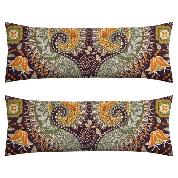 Bohemian Paisley Body Pillow Cover 20x54 - Colorful Geometric Art Long Pillow Case, Invisible Zipper Closure, Cozy & Skin-Friendly for Maternity & Office Use