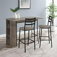 thumbnail image 1 of Walker Edison AZW48LNSB3PGW 3 Piece Drop Leaf Counter Table Dining Set with Storage, 48", Grey Wash, 1 of 5
