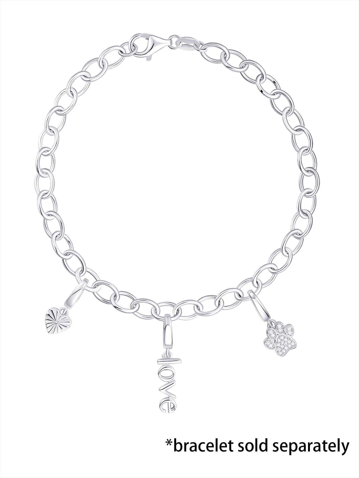 Brilliance Fine Jewelry Simulated Diamonds Dog Paw Charm Set in Sterling Silver