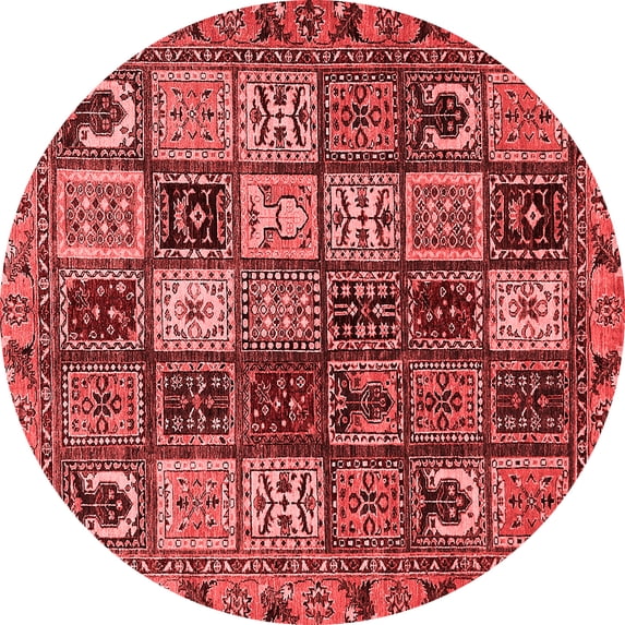 Ahgly Company Indoor Round Abstract Red Modern Area Rugs, 7' Round